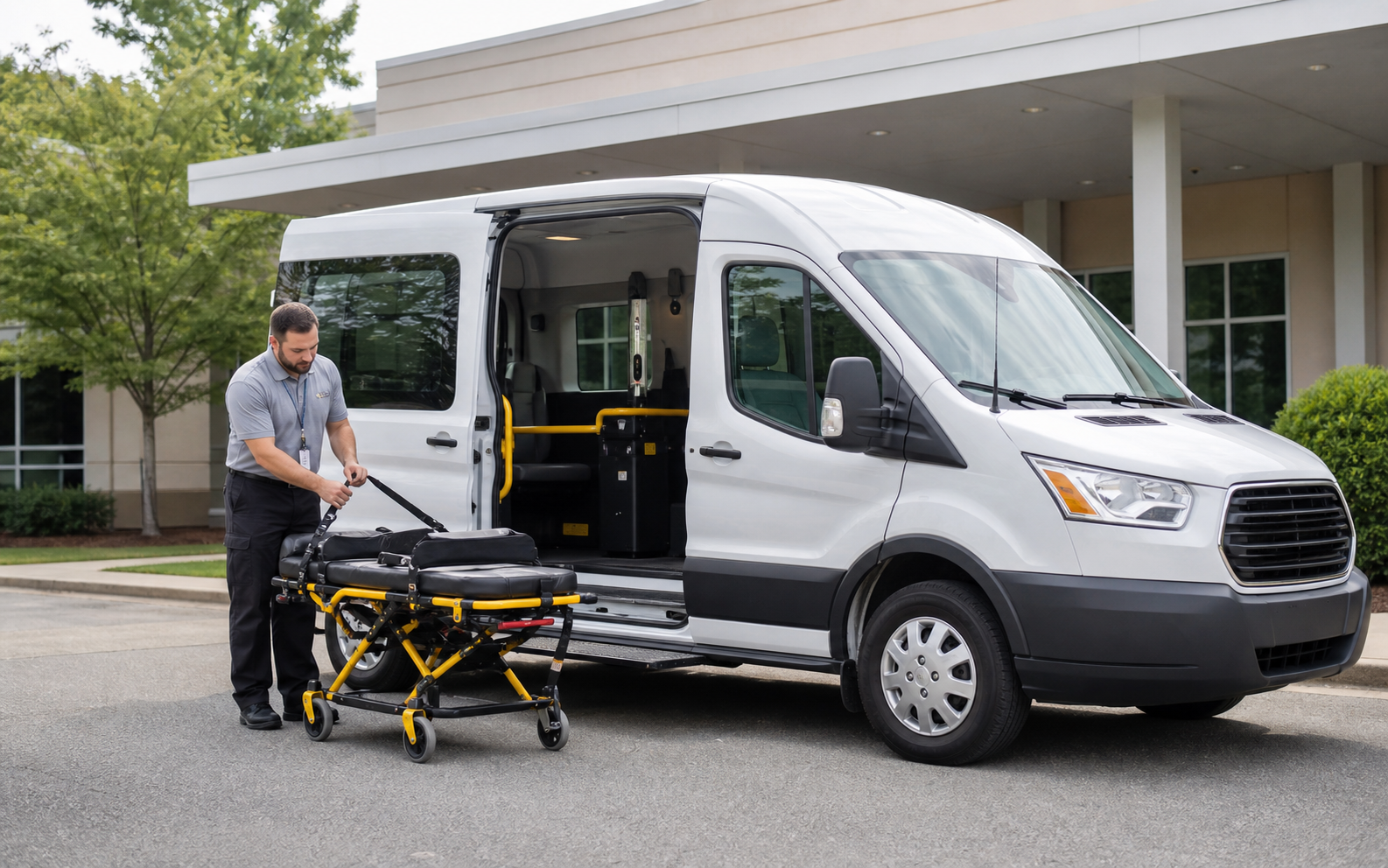 Transport van prepared for dispatch
